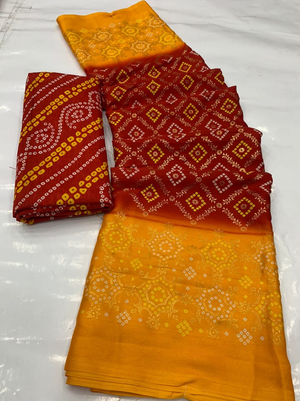 Mahek 72 Designer Bandhani Print Georgette Regular Wear Latest Saree